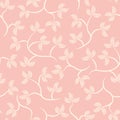 Seamless vector pattern with llight leavesand branches on a pink background