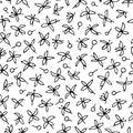 Seamless vector pattern made of small sketchy flowers