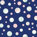 Seamless vector pattern with marble textured planets