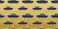 Seamless vector pattern of Military tank isolated on desert color gradation background Royalty Free Stock Photo
