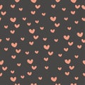 Seamless vector pattern in minimalistic style. Cute pink hearts on a dark brown background. Valentine's Day pattern Royalty Free Stock Photo