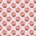 Seamless vector pattern with muffins