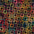 Seamless vector pattern. Multicolored chained little squares. Textile texture. Decorative vector illustration. Royalty Free Stock Photo