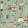 Seamless pattern with Native American attributes