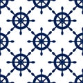 Seamless vector pattern with nautical blue helms.