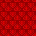 Seamless vector pattern - noble red hearts with lilies on a red background