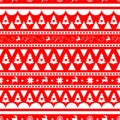 Seamless vector pattern - Nordic border with reindeer, snowflakes, fir trees, stars and hearts Royalty Free Stock Photo