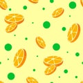 Seamless vector pattern with orange slices. Fruit pattern. Fresh tropical seamless pattern Royalty Free Stock Photo