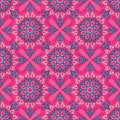 Seamless vector pattern oriental tiles. Pink mandala art geometric ornaments