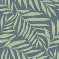 Seamless vector pattern palm dypsis leaves. Palm leaves tropical fabric design. Summer palm leaves tropical fabric