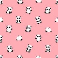 Seamless Vector Pattern: panda bear pattern on light pink background.