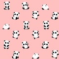 Seamless Vector Pattern: panda bear pattern on light pink / rose background.