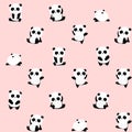 Seamless Vector Pattern: panda bear pattern on light pink / rose background.