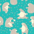 Seamless vector pattern with pastel colors bears in scandinavian minimalist modern style.