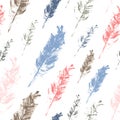 Seamless vector pattern - pastel hand drawn feathers Royalty Free Stock Photo