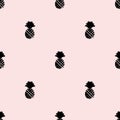 Seamless vector pattern with pineapple silhouette on pink background Royalty Free Stock Photo