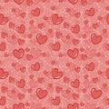 Seamless vector pattern with pink hearts ad abstract dotted lines on light pink background. Vector illustration. Valentine day. Ba Royalty Free Stock Photo