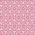 Seamless vector pattern with pink hearts ornament on a white background