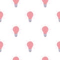 Seamless vector pattern of pink light bulbs in the form of a brain Royalty Free Stock Photo