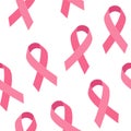 Seamless vector pattern with pink ribbon for World Breast Cancer Awareness Month Royalty Free Stock Photo