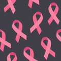 Seamless vector pattern with pink ribbon for World Breast Cancer Awareness Month Royalty Free Stock Photo