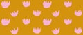 Seamless Vector Pattern with Pink Tulips on a Golden Orange Background. Royalty Free Stock Photo