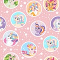 Seamless vector pattern portraits of cartoon unicorns illustration