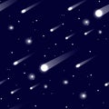 Seamless vector pattern with Realistic falling meteorites. Falling stars. meteor Rain Royalty Free Stock Photo