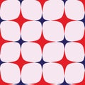 Seamless vector pattern, red and blue star with 4 ends. Retro pattern. Royalty Free Stock Photo