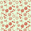 Seamless vector pattern with red decorative different ornamental cherries