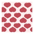 Seamless vector pattern with red hearts on pink background. Royalty Free Stock Photo