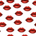 Seamless vector pattern with red lipstick lips Royalty Free Stock Photo