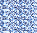 Seamless vector pattern repeat with a graphic blue floral fantasy