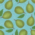 Seamless Vector Pattern with Ripe Guava with Leaf Royalty Free Stock Photo