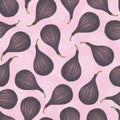 Seamless Vector Pattern with Ripe Whole Fig