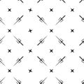 Seamless vector pattern. Sai and shuriken. Isolated on white background. Vector graphics.