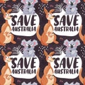 Seamless vector pattern Save Australia with Koala Bears and Kangaroo Royalty Free Stock Photo