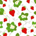 RED CLASSIC STRAWBERRY SEASON FRUIT TEXTURE. ABSTRACT SEAMLESS VECTOR PATTERN.