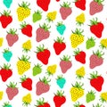 RIPED AND GREEN STRAWBERRY SEASON FRUIT TEXTURE. ABSTRACT SEAMLESS VECTOR PATTERN.