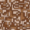 Seamless vector pattern, shades of brown, abstract repeat tile in Mondrian style