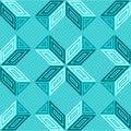 Seamless vector pattern, shades of turquoise aquamarine, square mosaic Royalty Free Stock Photo