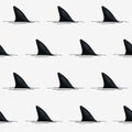 Seamless vector pattern of shark fins