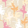 Seamless vector pattern from silhouettes of dancing ballerinas