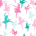 Seamless vector pattern from silhouettes of dancing ballerinas Royalty Free Stock Photo