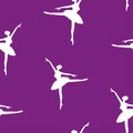 Seamless vector pattern of silhouettes graceful dancing ballerinas Royalty Free Stock Photo