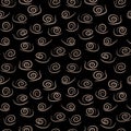 Seamless vector pattern with simple stylized snails on dark background