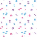 Seamless vector pattern from a simple unpacked abstract jellyfish and fish pink lilac and blue on a white background