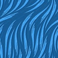 Seamless vector pattern of smooth flowing stripes or strokes in blue.Seamless vector pattern of waves or river flow.