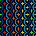 Seamless vector pattern - stars in the colors of the rainbow in blue chain variation Royalty Free Stock Photo