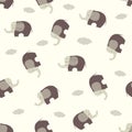 Seamless vector pattern with stylized cute elephants.